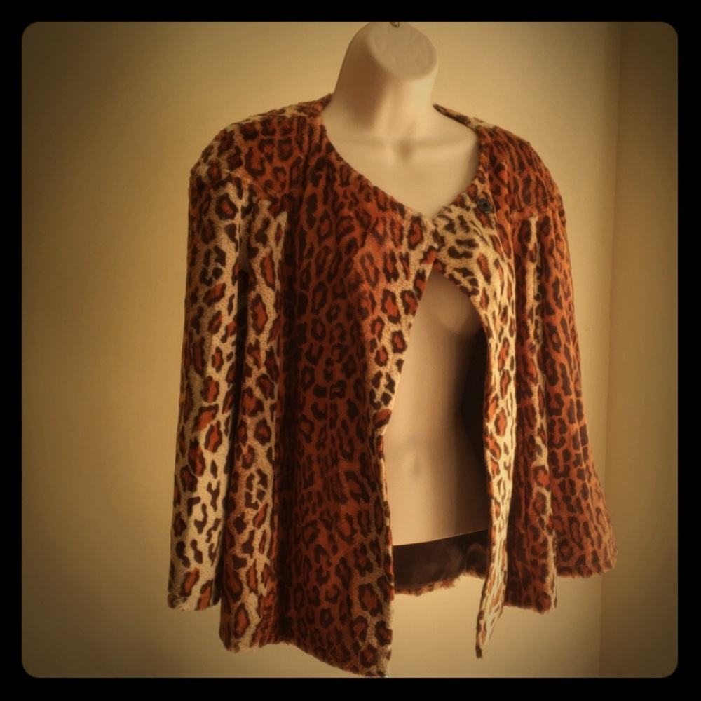Adec Rouge Ligne Leopard Print Button Snap Coat 4